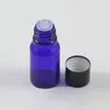 Bottiglie di stoccaggio 10 ml vuoto con tappo a vite nera di imballaggio in vetro blu.