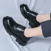 Casual Buty błyszcząca patent skórzana sukienka retro okrągłe podsumowanie w stylu Korea Grube dolne klasyczne formalne czarne biuro Oxford Manage