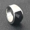 Zespoły nowe pierścienie modowe dla kobiet/mężczyzn biżuteria ślubna Big Black Crystal Stone Ring 316L Anillos ze stali nierdzewnej