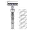 Shavers New Adjustable Double Edge Shaving Safety Razor Shaver Blades Zinc Alloy Chrome Razors with 5 Blades
