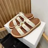 Designer sandaler tofflor retro romerska sandaler lyxiga strandläder sandaler kvinnor gummisolar avslappnade och bekväma strandsandaler