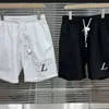 Designer Letter-printed Men's Shorts Casual Sports Loose Oversized Style Drawstring Knee Length Shorts