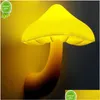 Decorative Objects Figurines Environmental Protection Led Night Light Mushroom Wall Lamp Eu Plug Control Induction Energy Saving Bedro Dhows