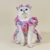 Hondenkleding kat puppy prinses jurk zomer huisdier kleding kleurrijk koraal met boogkitten ropa para gato kostuum