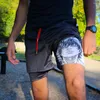 Men's Shorts Anime Gym Men Manga Print 2 In 1 Performance Fitness Quick Dry Compression Sports Short Pants Breathable Summer