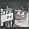 Têtes support de brosse à dents Terup Double distributeur automatique Disenseur Adsorption Inversé Rack de rangement de tasse inversée Accessoires de salle de bain