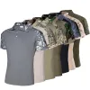 Calzado camuflaje camisetas militares camisetas para hombres camisa táctica al aire libre secado rápido de caza tops de entrenamiento de la ropa del ejército de entrenamiento camiseta