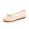 Casual Shoes Comemore Ballet Flats Fashion Bow-Knot Kvinnor glider på platt söt ihålig sommarskosko Beige 2024