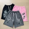 Hellstar shorts masculinos shorts de verão shorts de moda hell estrela masculina casual casual rua high street solto retro lavagem de esportes casuais quinto shorts vb