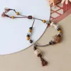 Strands Small New Chinese Ceramic Bracelet Bone Porcelain Beads Matching Bracelet Vintage Bracelet Famous Family Style Couple Bracelet