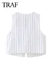 Damestanks 2024 Zomer vrouw Stipe Vest Vintage Casual V-Neck Mouwloze losse tops Chique Lace Up Vrouwelijke vest Streetwear