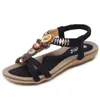 Boheemian Sandles grote damesschoenen etnische Romeinse stijl sandalen hiel strand kralen platte hakken 240228