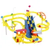 Three Stairs With Multiple Tracks Automatic Piggy Climbing Stairs Musical Luminous Slide Electric Track Childrens Puzzle Toys 240407