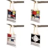 Shoppingväskor piet mondrian geometrisk linje färg block dubbel tryck väska kvinnor shoppare dam canvas tote återanvändbar reseväska