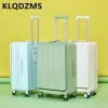 Luggage KLQDZMS 20"22"24"26 High Quality Luggage PC Front Opening Laptop Boarding Case Ladies 28 Inch Trolley Case USB Charging Suitcase
