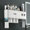 Têtes support de brosse à dents Terup Double distributeur automatique Disenseur Adsorption Inversé Rack de rangement de tasse inversée Accessoires de salle de bain