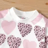 Patpat Bebek Kız Allover Leopard Heart Baskı Longsleeve Sweatshirt Gezginler ve Günlük Giyim için Mükemmel Temel Stil 240409