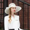 Berets Lady Designer Original Fedoras White Hat Female Summer Shade Linen Suncreen Cap Wide Brim Headwear B-8189