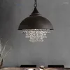 シャンデリアインダストリアルLED照明アメリカンスタイルメタルクリスタルペンダントライト光沢装飾ベッドルームリビングルームランプフィクスチャ