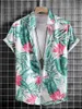 Men's Casual Shirts Lapel Women's Tropical Botanical Floral Print Design Short Sleeve Button Down Tops