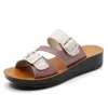 Slippare Summer Women's Casual Lightweight Sandals High Heeled Flat Bottom Two Layer Cowhide Outdoor Beach Shoes 36-45#