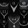 Waardevol lab diamanten sieraden set sterling zilveren bruiloft ketting oorbellen voor vrouwen bruids verloving sieraden cadeau x5t5#