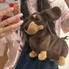 Carto Dachshund forma de cão de ombro de pelúcia para mulheres kawaii simulati animal crossbody bolsa designer ladies mini menger u0al#