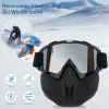 Solglasögon Skidåkning Solglasögon med avtagbar ansiktsmask Windproof Snow Sports Goggles Skyddande cykel säkerhetsglasögon justerbar för vintern