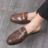 Casual Shoes Half For Men Loafers Leather Driving Boat Summer 2024 Male Slippers Slip-on Flats Backless Moccasin