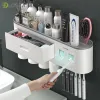 Heads ELOSSAMagnetic Toothbrush Holder, Double Automatic Toothpaste Squeezer, Dispenser, Storage Rack, Bathroom Shelf Accessories Set