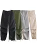 Willshela Women Fashion Parachute Cargo Pants Grouser Vintage Jogging High Elastic Waist Chic Chic Lady Boot Cut 240420