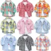 T-shirt Spring Autumn New Sleeve Long Boys Shirt Classic Plaid Bavani per bambini Top con tasca da bambino Cash Cash Children Abbigliamento