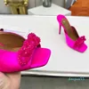 Crystal Stiletto Slippers Mules en cuir de soie pompes semelle extérieure pour femmes chaussures de soirée designers High Heels Factory Footwear