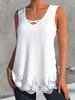 Plus maat zomer casual tanktop dames oversized vaste kleur cris front v nek contrast kanten trim zom licht stretch 240419