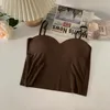 Women's Tanks Small Camisole Summer Ice Silk Fixed Cup Strapless Solid Color Beautiful Back Slim-fit Slimming Inner Top