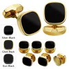 Links HAWSON Cufflinks and Studs for Men,Fashion Black Stone Cufflinks and tuxedo shirt Studs SetParty for men Accessories Gift