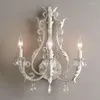 Настенные лампы творческий американский ретро -лампа 3 головы гостиная столовая спальня коридор железный кристалл французский свет