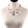 Halsketten Fischscheibe Statement Acryl transparent Disco Ball Big Choker Halskette für Frauen übergroße klare Perlen klobige Kragen Halskette