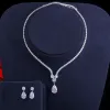 Necklaces Pera Delicate Wedding Engagement Women Costume Jewelry Shiny CZ Waterdrop Pendant Earrings and Necklace Sets for Brides J315