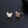 Designer brand fashion Van Four Leaf Grass Jewelry Female White Fritillaria Butterfly Earrings Blue Turquoise Ke Wang Hong Ya Personality Treasure jewelry