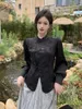 Vêtements ethniques 2024 TREND TREND TRENDE SHIRT DE STYLE CHINAGE ELÉGANT LAME BLOUGE Jacquard Diagonal Front Backle Stand Collar Cheongsam Top