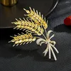 Brooches Luxury Brooch For Women Gold Color Wheat Zircon Inlaid Pin Clothing Catwalk Accessories Jewelry Wedding Bridesmaid Gift