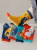 Ljmofa 5 pares para bebés calcetines para niños para niños algodón estampado animal calcetines lindos para niños calcetines mediados de medios calcetines c159 240407