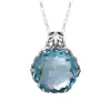 Halsband Szjinao Vintage Aquamarine Halsband Pendant Stone Solid 925 Sterling Silver Gemstone Birthstone Pendants For Women smycken gåvor