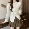 Etnik Giyim 2024 Çin tarzı retro düzensiz tang takım elbise üst ulusal düz renkli mizaç günlük stand yaka düğmesi ince bluz