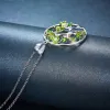 Anhänger echter Peridotbaum Anhänger 925 Sterling Silber Kette Diopside Gemstone Classic Style Fine Schmuck für Frauengeburtstag Geschenk