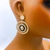 Andere hiphop reliëf Lion Head Earring for Women Girls Vintage gouden kleur reliëf overdreven grote cirkel oorbel mode sieraden 240419