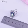 Kettingen Big Oval Rainbow Blue Silver 925 sieraden oorbellen ring ketting set het beste aanwezig voor vrouwen