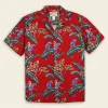Gömlekler Yeni Erkek Gömlek Hawaii Tropik Stil Papağan Baskı Kısa Kollu Aloha Gömlek Küba Tarzı Yaz Artı Beden Gündelik