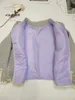 Damesjas kleine geur lavendel paarse tweed Cardigan jas tops 2024 herfst winter korte Koreaanse mode vrouw kleding 240422